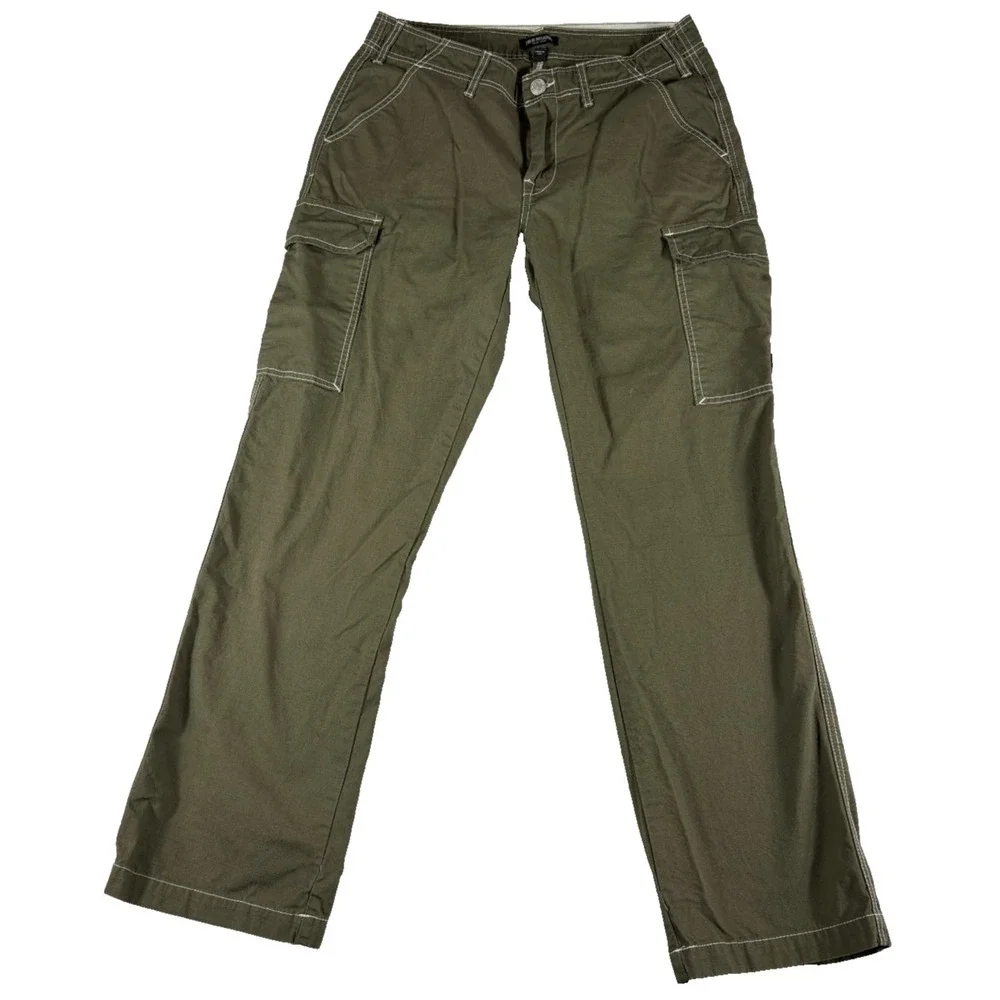 True Religion Cargo Pants Mens 32 Olive Green Ripstop Logo Straight Leg Travel